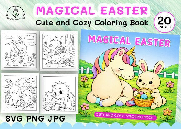 Download Magical Easter Cozy &amp; Cute Coloring Book - Premium Resources