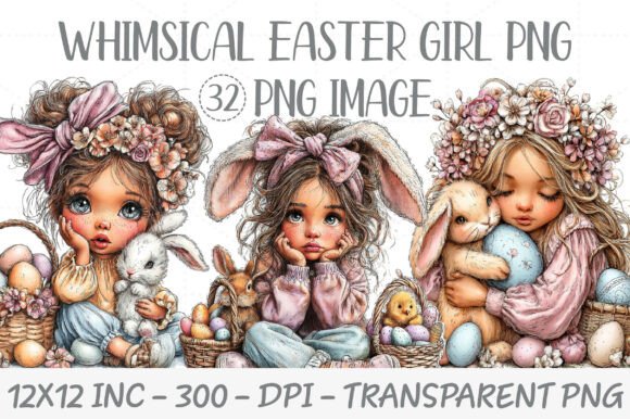 Download Whimsical Easter Girl PNG Clipart Bundle - Easter girl png Collection