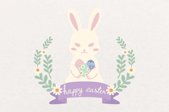 Download Easter Bunny Rabbit with Eggs Wreath - Premium Resources