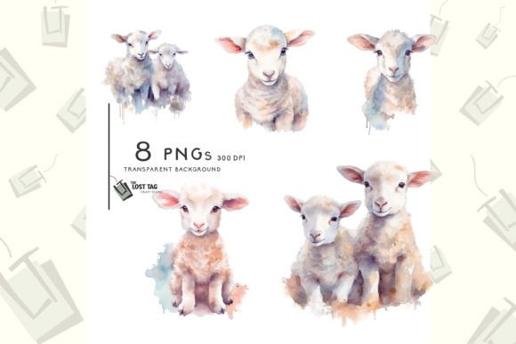 Download Watercolor Lamb Clipart Sublimation Pod - Watercolor lamb clipart Collection