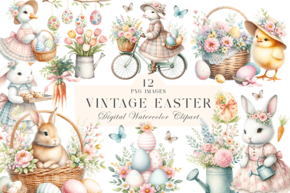 Download Vintage Easter PNG Clipart Bundle - Vintage easter png Collection