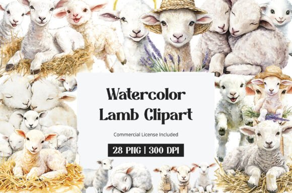Download Watercolor Lamb Clipart - Watercolor lamb clipart Collection